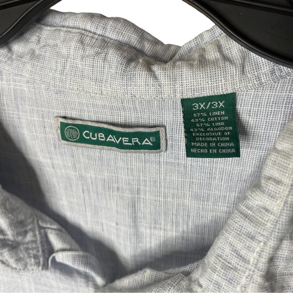 Cubavera Hawaiian Shirt Men’s 3XL Blue Embroidery 100% Linen Button Up Aloha - Picture 3 of 5